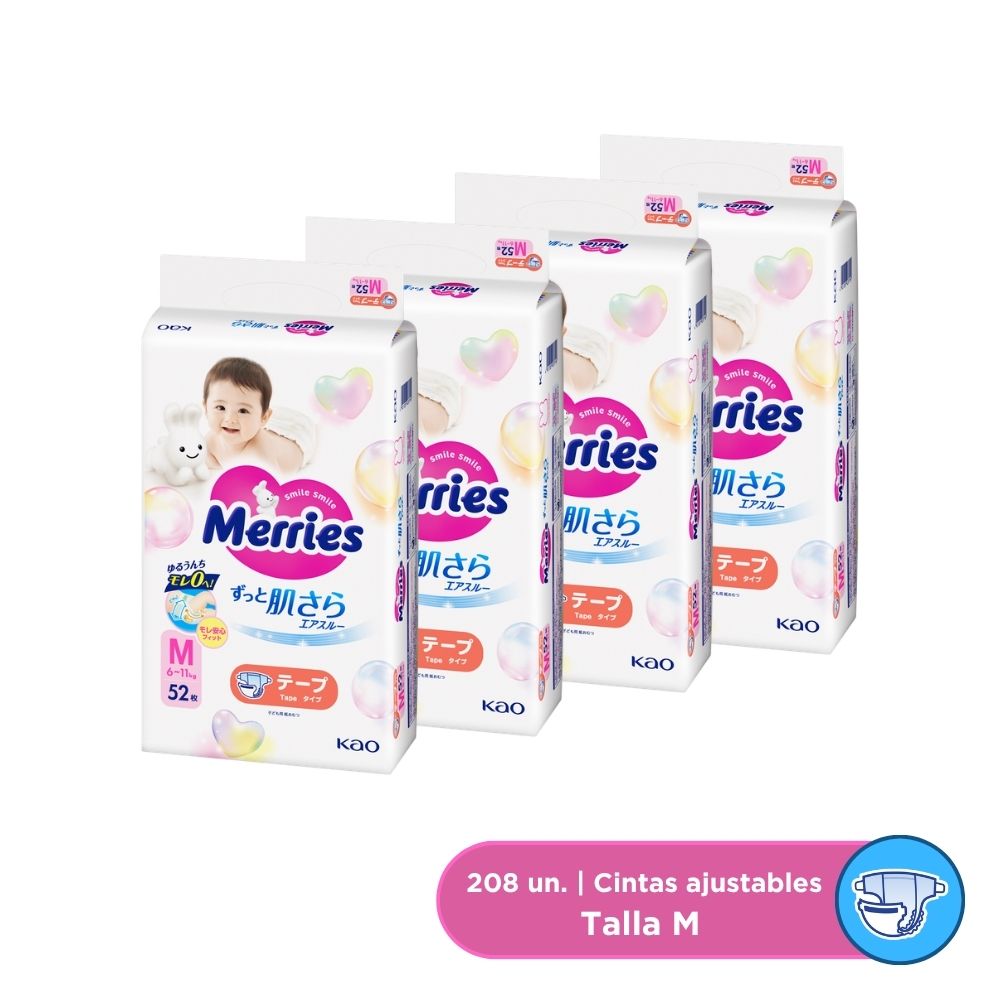 Pañales Merries "M" 52x4 Super Jumbo (325064)